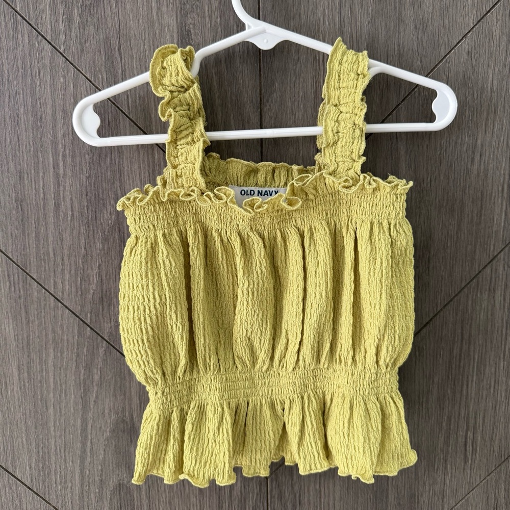 Old Navy Green Smocked Ruffle Tank